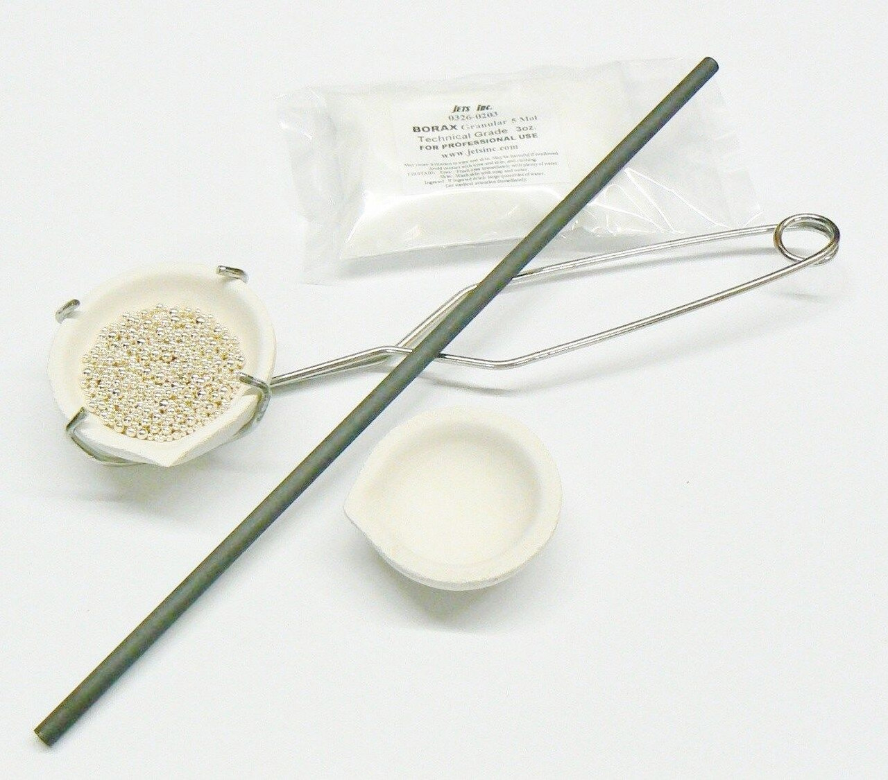 Melting Kit Gold & Silver Crucibles Set Handle Carbon Rod Borax Torch Melt  Scrap